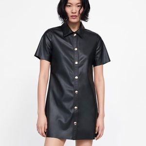Zara faux leather Button down dress